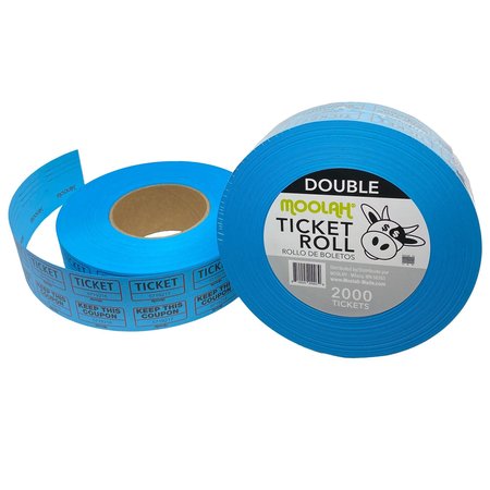 Moolah "Keep This Coupon" Double Raffle Ticket Roll, Blue, 2000 Count 729303